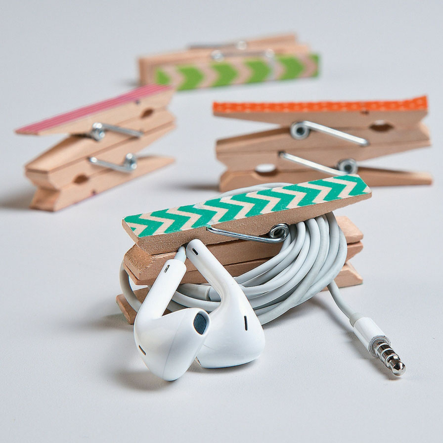 Washi Tape Clothespin Earbud Tidy Idea Fun365